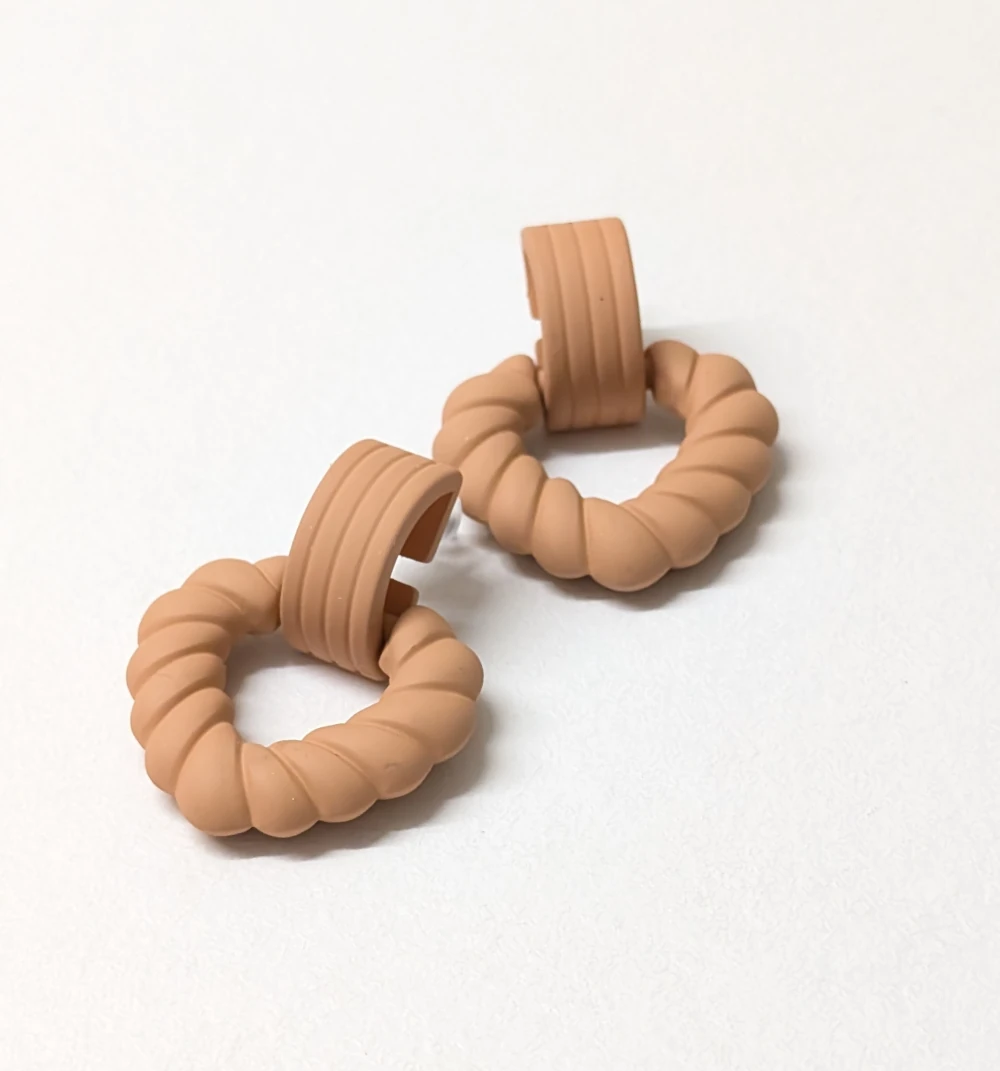 Nude Velvet Heart Earrings