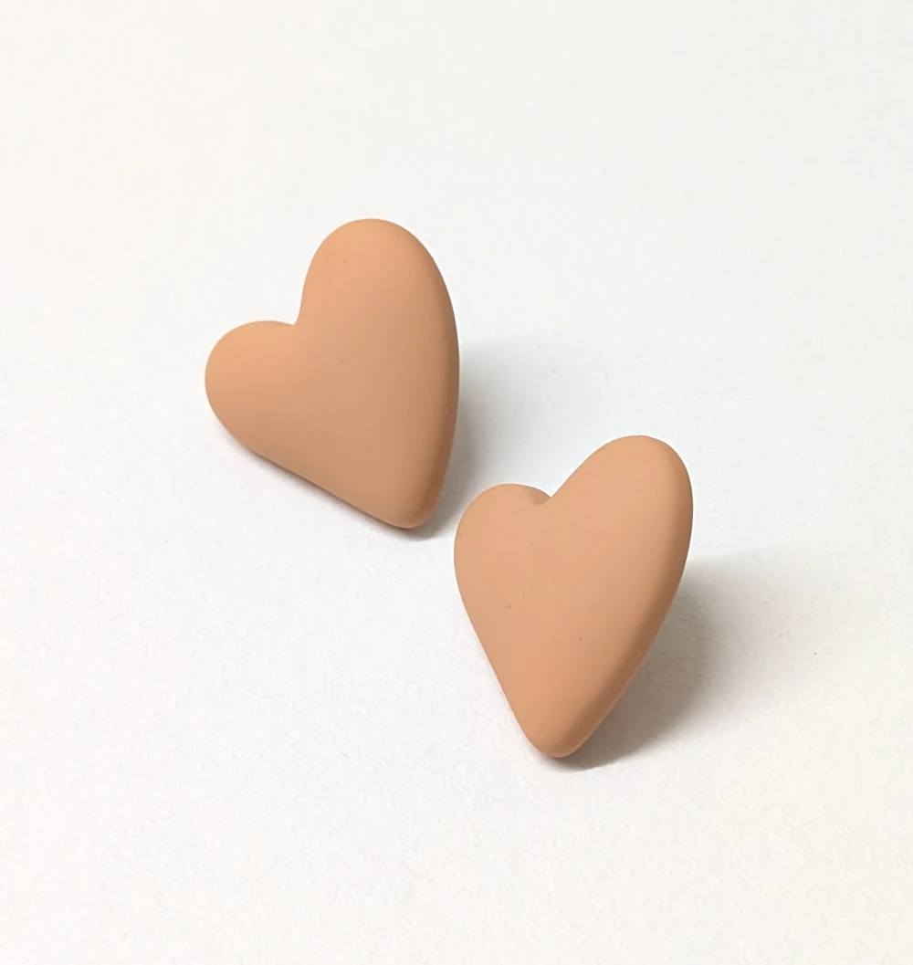 Powder Nude Hearts Earrings