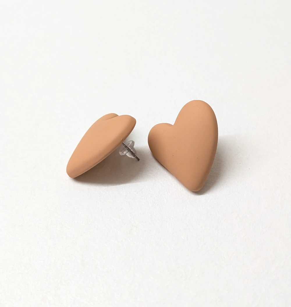 Powder Nude Hearts Earrings